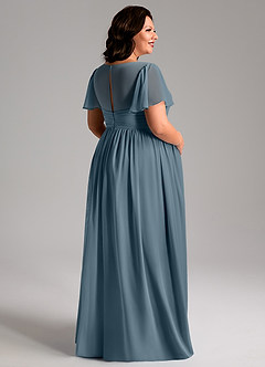 Azazie Verna Maternity Bridesmaid Dresses A-Line V-Neck Ruched Chiffon Floor-Length Dress image8