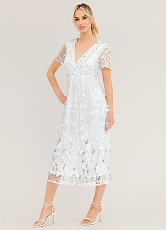 Light Up Beauty White Floral Sequin Short Sleeve Maxi Dress image4