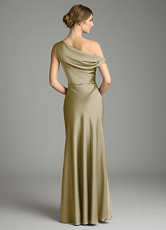 Azazie Emerson Bridesmaid Dresses Moss Green Mermaid Off the Shoulder Stretch Satin Dress image3