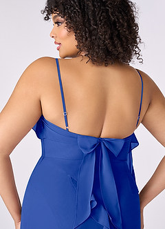 Barbie ♥ Azazie Bridesmaid Dresses Royal Blue Sheath Bow Chiffon Dress image8