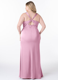 Azazie Mero Robes de demoiselle d'honneur Robe Sirène en Satin extensible Plissée Rose Bonbon image8