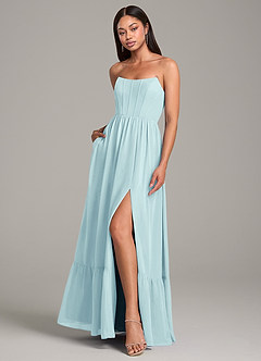 Azazie Kailee Bridesmaid Dresses Sea Glass A-Line with Pockets Chiffon Dress image4