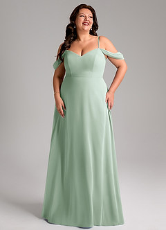Azazie Marley Bridesmaid Dresses Agave A-Line Off the Shoulder Chiffon Convertible Dress image13