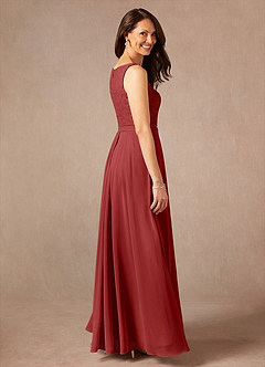Azazie Ainsling Kleider für die Brautmutter A-Linie Quadratischer Ausschnitt Spitze Chiffon Kleid Rost image4