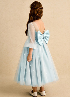 Azazie Trudy Flower Girl Dresses Sea Glass Ball-Gown Sweetheart Neckline Tulle Dress image7