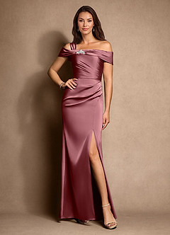 Azazie Altonia vestidos de madre de la novia Vestido de Rosa Del Desierto de Satén Elástico de Sirena con Vestidos sin tirantes image1