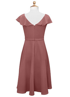Azazie Posie Vestido de Rosa Del Desierto de Gasa/ Chiffon de Acampanado con Volante image7