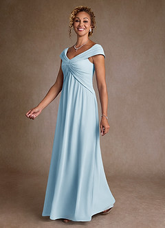 Azazie Myrtle Kleider für die Brautmutter A-Linie Plissee Chiffon Kleid Himmelblau image4