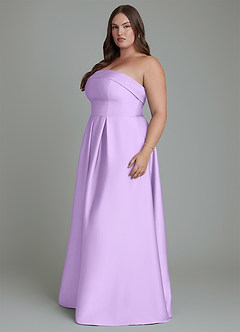 Azazie Lucienne Bridesmaid Dresses Lilac A-Line Strapless Stretch Satin Convertible Dress image11