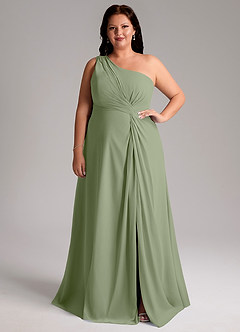 Azazie Brooke Bridesmaid Dresses Pistachio A-Line One Shoulder Chiffon Dress image11