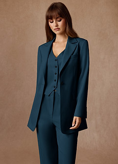 front Rowan Dark Navy Refined Weave Performance blazer