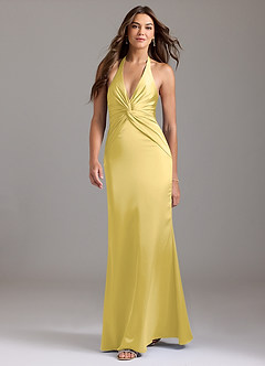 Azazie Valerie Suknie dla druhen Syrena Pofałdowany Satyna elastyczna Do ziemi Sukienka image3