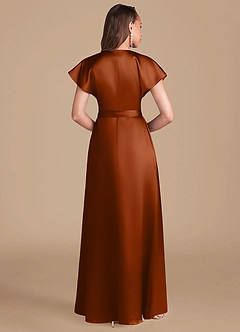 Azazie Nico Bridesmaid Dresses Auburn A-Line Pleated Metallic Satin Dress image4