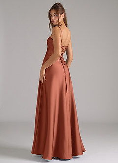 Azazie Valentine Bridesmaid Dresses Clay A-Line Corset Stretch Satin Dress image2
