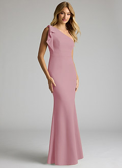Azazie Rinna Bridesmaid Dresses Vintage Mauve Mermaid One Shoulder Stretch Crepe Dress image1