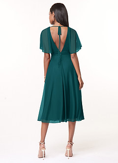 Azazie Tinsley Bridesmaid Dresses Peacock A-Line Pleated Mesh Dress image2