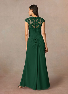 Azazie Birdie Mother of the Bride Dresses Dark Green A-Line Queen Anne Sequins Chiffon Dress image5