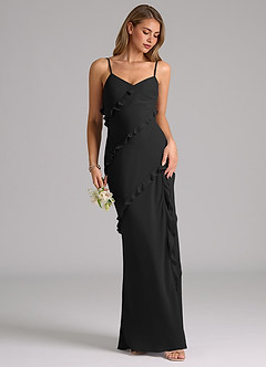 Azazie Nancie Bridesmaid Dresses Black Mermaid Ruched Chiffon Dress image5