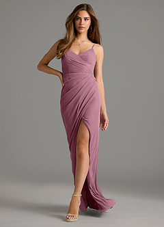 Azazie Maci Bridesmaid Dresses Vintage Mauve Sheath Pleated Mesh Dress image6