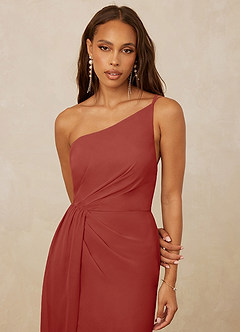 Christian Siriano Bridal for Azazie 1003 Brautjungfernkleider Etui One-Shoulder Chiffon Kleid Terrakotta image4