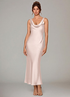 Azazie Rylina Bridesmaid Dresses Blushing Pink Mermaid Pleated Stretch Satin Dress image1