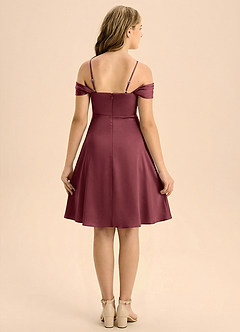 Azazie Anselie Junior Linia A Pofałdowany Satyna elastyczna Mini Młodsza druhna Sukienka image2