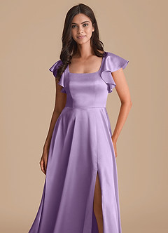 Azazie Bondi Bridesmaid Dresses Lilac A-Line Bow Metallic Satin Dress image6