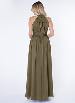 Azazie Iman Bridesmaid Dresses Willow Green A-Line A-Line Ruched Chiffon Dress image2