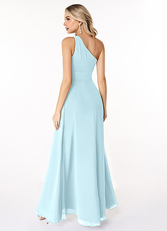Azazie Dallas Bridesmaid Dresses Cloud Blue A-Line One Shoulder Chiffon Dress image2