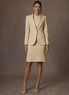 front Kennedy Champanhe Vestido estruturado com elastano