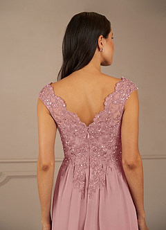 Azazie Amethyst Mother of the Bride Dresses Dusty Rose A-Line V-Neck Sequins Chiffon Dress image8