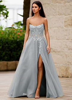 Brilliance Silver Glitter Prom Dress Prom and Homecoming Dresses