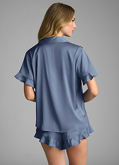 front Ruffled Short Sleeve Pajama Set