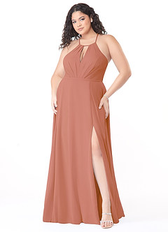 Azazie Evalleen Bridesmaid Dresses MAI TAI A-Line Pleated Chiffon Dress image9