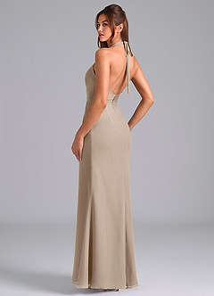 Azazie Valerie Brautjungfernkleider Meerjungfrau-Linie Plissee Chiffon Kleid Taupe image5