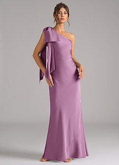 Azazie Capri Bridesmaid Dresses Wisteria Mermaid One Shoulder Stretch Satin Dress image1