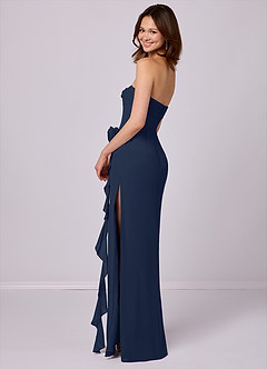 Barbie ♥ Azazie Bridesmaid Dresses Dark Navy Sheath Strapless Chiffon Convertible Dress image4