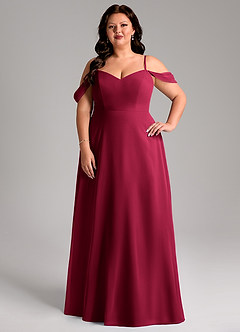 Azazie Marley Bridesmaid Dresses Burgundy A-Line Off the Shoulder Chiffon Convertible Dress image11