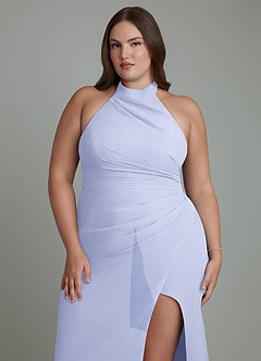 Azazie Jemma Jurken voor bruidsmeisjes Jurk van Chiffon met Kolom Geplooide Lavendel image13