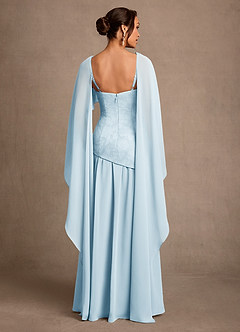 Azazie Flossie 신부의 어머니 드레스 A라인 주름진 쉬폰 플로어 길이 드레스 image2