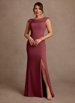 Azazie Irvine Mother of the Bride Dresses Merlot A-Line Pleated Chiffon Dress image2
