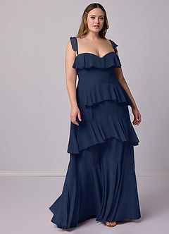 Barbie ♥ Azazie Bridesmaid Dresses Dark Navy A-Line Sweetheart Neckline Chiffon Dress image9