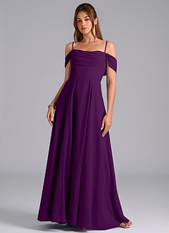 Azazie Almina Jurken voor bruidsmeisjes Converteerbaar Jurk van Chiffon met A-Lijn Off the Shoulder Druif image4