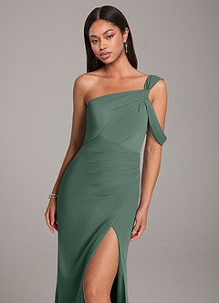 Azazie Wynter Bridesmaid Dresses Sea Moss Sheath One Shoulder Chiffon Dress image6
