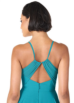 Azazie Avelina Bridesmaid Dresses Jade A-Line V-Neck Pleated Chiffon Dress image5