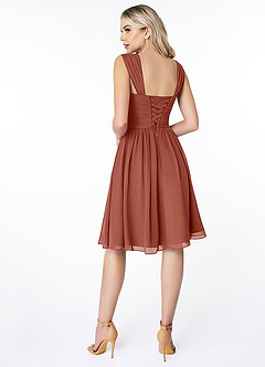 Azazie Angie Bridesmaid Dresses Auburn A-Line Corset Chiffon Dress image2