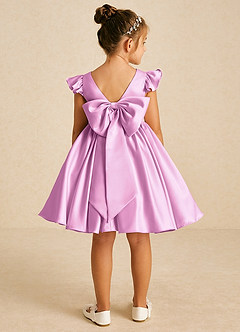 Azazie Tootsie Blumenmädchenkleider A-Linie Schleifen Matte Satin Kleid Bonbonrosa image2