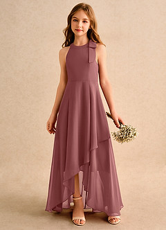 Azazie Boop Girls Formal Flower Girl Dresses Amethyst A-Line Bow Chiffon Dress image4