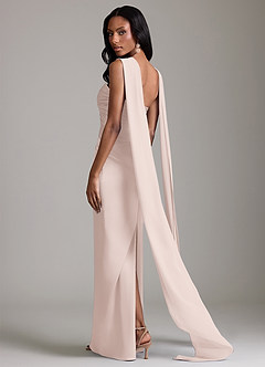 Azazie Sonora Vestidos de damas de honor Vestido de Rosa Rubor de Satén Elástico de Corte Recto con Sin tirantes image2