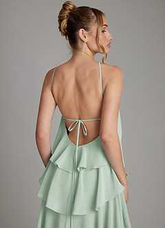 Azazie Deena Bridesmaid Dresses Agave A-Line Ruched Chiffon Dress image6